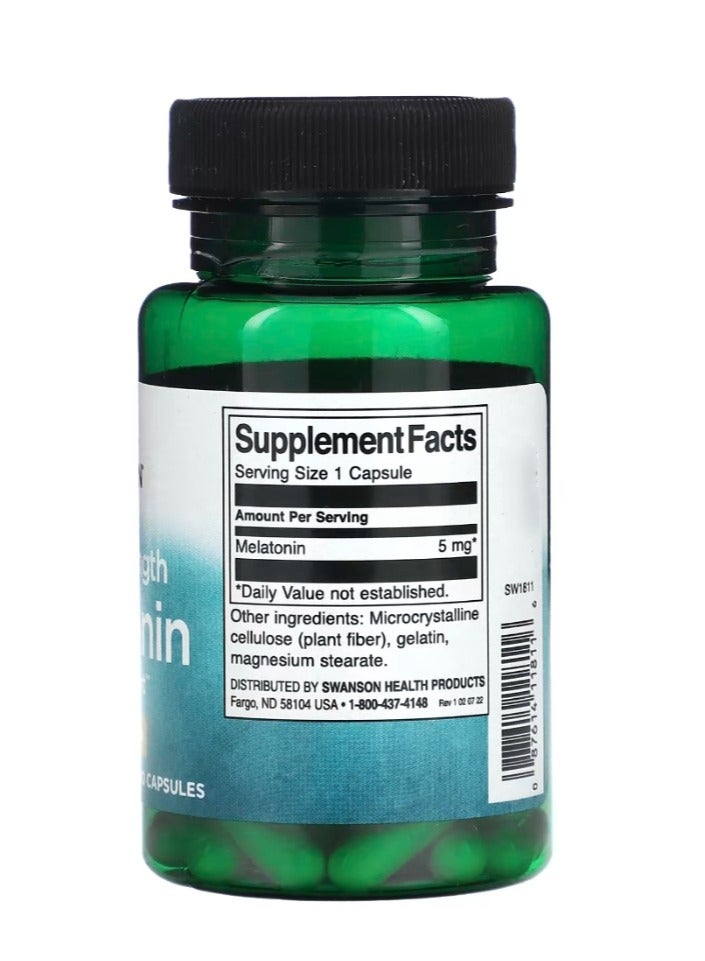 سوانسون قوة إضافية من الميلاتونين 5 ملجم - 60 كبسولة - Image 2