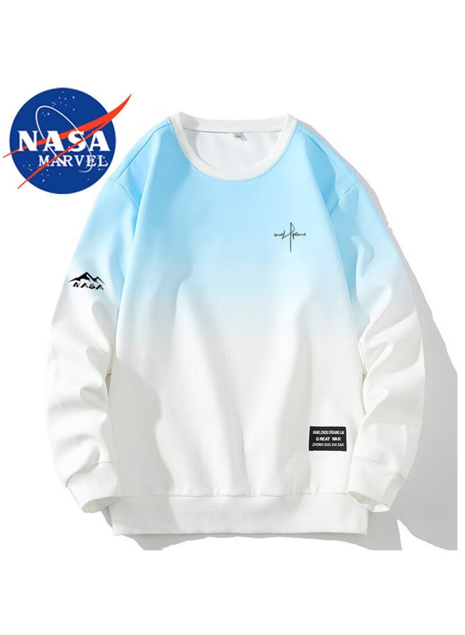Nasa Marvel Sweatshirt For Men, Spring And Autumn T-shirt, Round Neck Top, American-style Sports Trendy Gradient Loose Undershirt, White And Pink, 3XL - Image 2