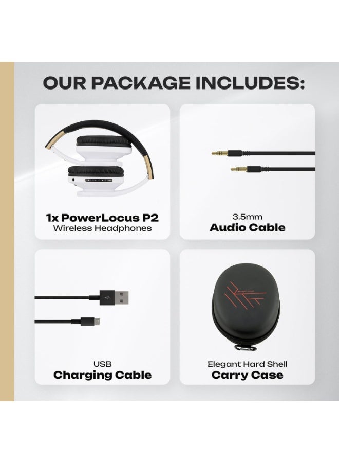 PowerLocus Bluetooth Headphones Over Ear, Wireless Bluetooth Headphones with Microphone, Foldable, Hi-Fi Stereo Sound, Soft Memory Foam Earpads, Micro SD/TF and FM mode for Phone/PC/Tablet - Image 4