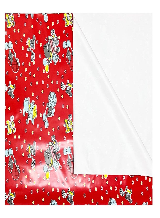 Ecosoft Baby Plastic Sheet/Rubber Sheet for Babies/Bed Wetting Protector / 100 x 150 CM (Mouse RED) - Image 1