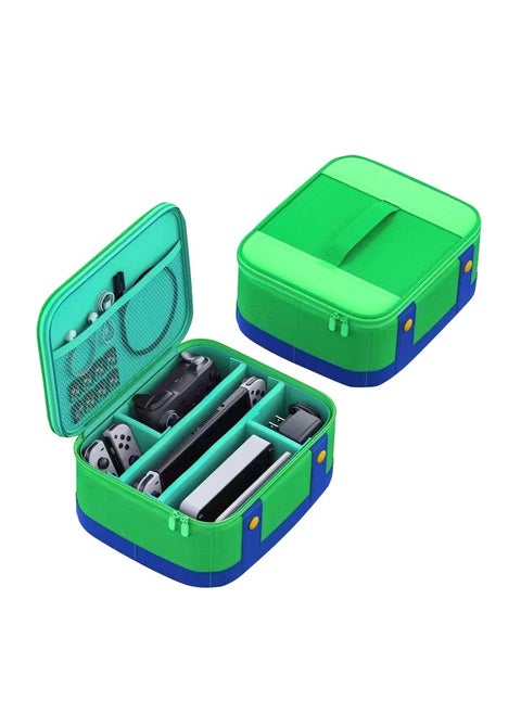 Hard Switch Case Compatible with Nintendo Switch and Switch OLED Model, Full Protection Hard Switch Carrying Case high-capacity Travel Bag fit Switch Console Pro Controller Accessories Green