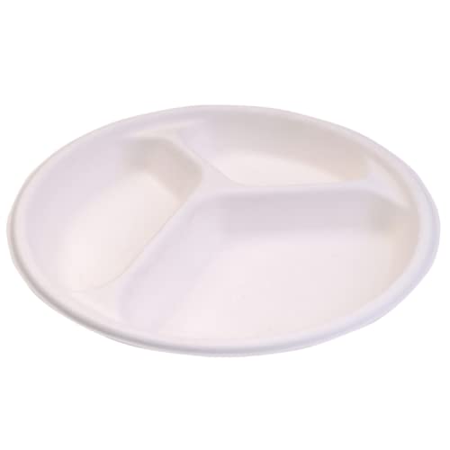 G1 G 1 3 Compartment Disposables 100 Natural Biodegradable Compostable Ecofriendly Safe Hygienic Disposable Plates 10 Inch Medium Pack of 50 - Image 2