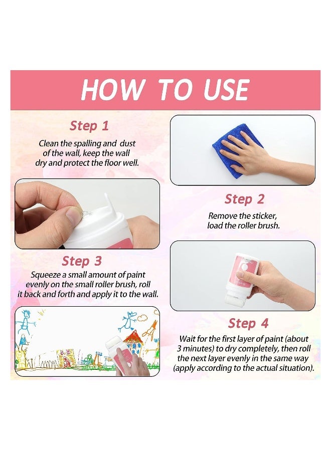 فرشاة ترميم الجدران الصغيرة برولر، رولات مخصصة للتجديد DIY بطلاء لاتكس أبيض، معجون إصلاح الجدران الصغيرة، تعبئة سريعة، 100 جرام - Image 5