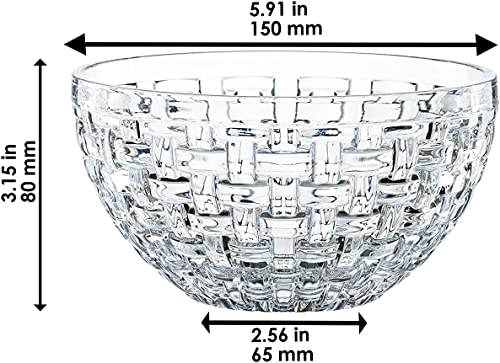 Nachtmann Bossa Nova Collection Bowl | Set of 2 Clear Crystal Glass Bowls | Basket Weave Glass Design | 6 Inch Mixing and Serving Bowl for Salad, Fruit and Snacks | Dishwasher Safe - Image 2
