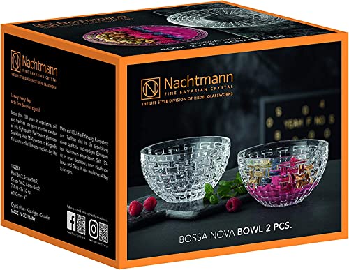 Nachtmann Bossa Nova Collection Bowl | Set of 2 Clear Crystal Glass Bowls | Basket Weave Glass Design | 6 Inch Mixing and Serving Bowl for Salad, Fruit and Snacks | Dishwasher Safe - Image 5