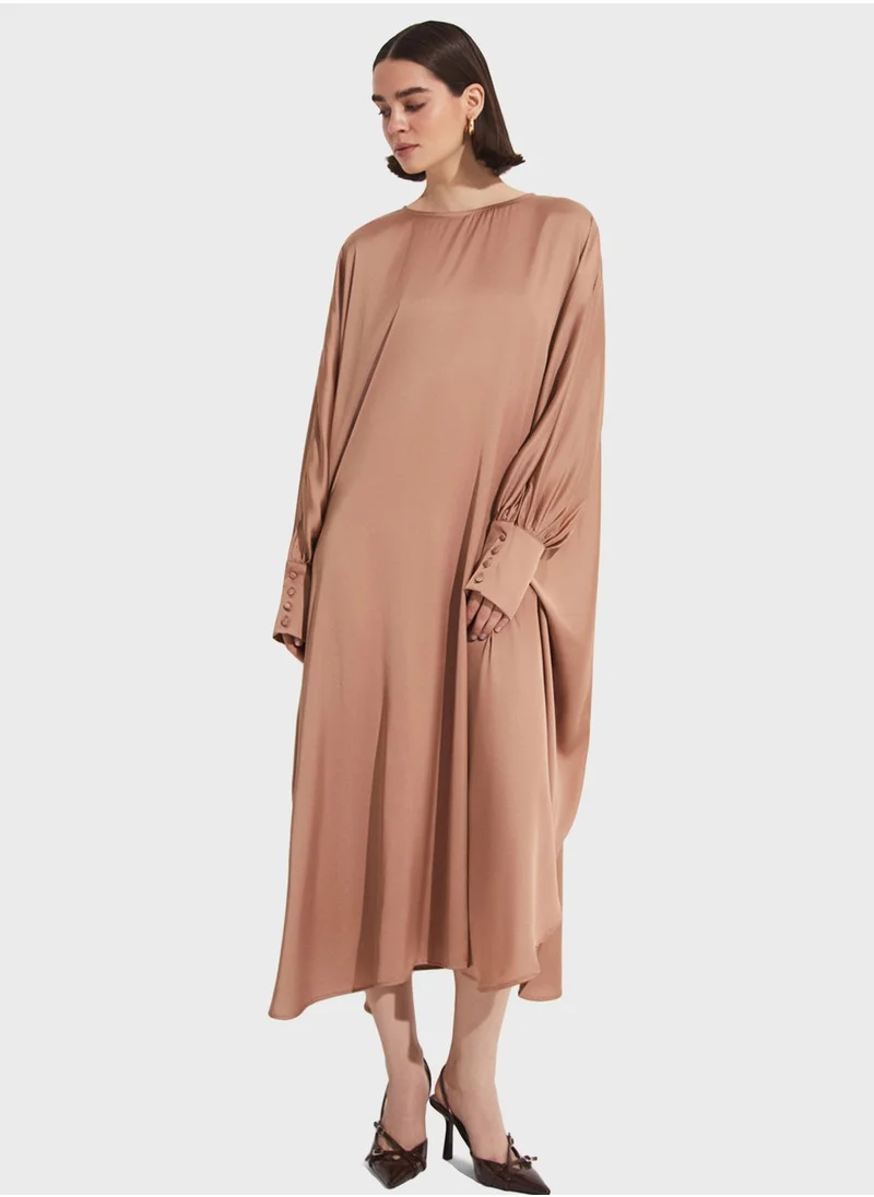 JUNE Cape Sleeve Crew Neck Dress