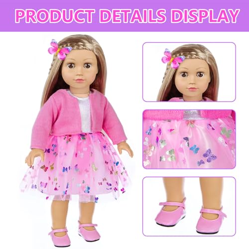 DONTNO American 18 Inch Doll Makeup Accessories and Clothes,Messenger Bag Set for 18 Inch Doll Include Phone Eye Shadow Lipstick Eyelash Brush Makeup Brush Butterfly Hair Clip and Shoes（No Doll） - Image 3