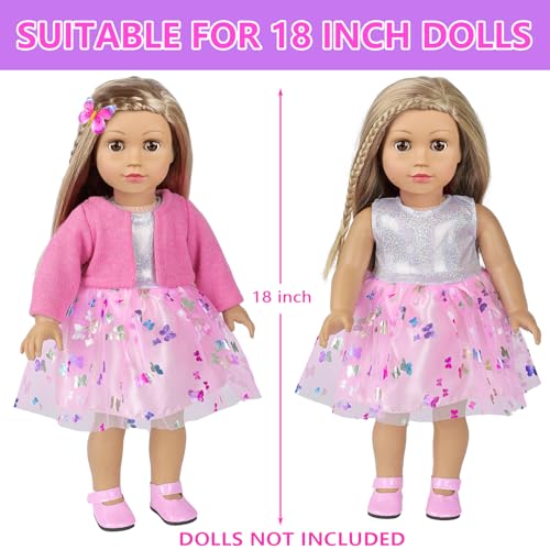 DONTNO American 18 Inch Doll Makeup Accessories and Clothes,Messenger Bag Set for 18 Inch Doll Include Phone Eye Shadow Lipstick Eyelash Brush Makeup Brush Butterfly Hair Clip and Shoes（No Doll） - Image 5