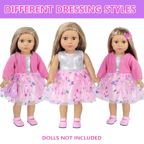 DONTNO American 18 Inch Doll Makeup Accessories and Clothes,Messenger Bag Set for 18 Inch Doll Include Phone Eye Shadow Lipstick Eyelash Brush Makeup Brush Butterfly Hair Clip and Shoes（No Doll） - Image 4