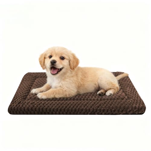 pobopobo Dog Bed Crate Mat Soft Durable Washable AntiSlip Kennel Pad for Dogs Cats Reversible Dark Brown S241815 - Image 1