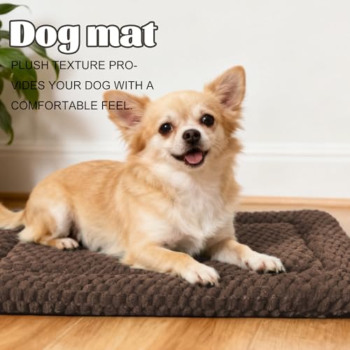 pobopobo Dog Bed Crate Mat Soft Durable Washable AntiSlip Kennel Pad for Dogs Cats Reversible Dark Brown S241815 - Image 3
