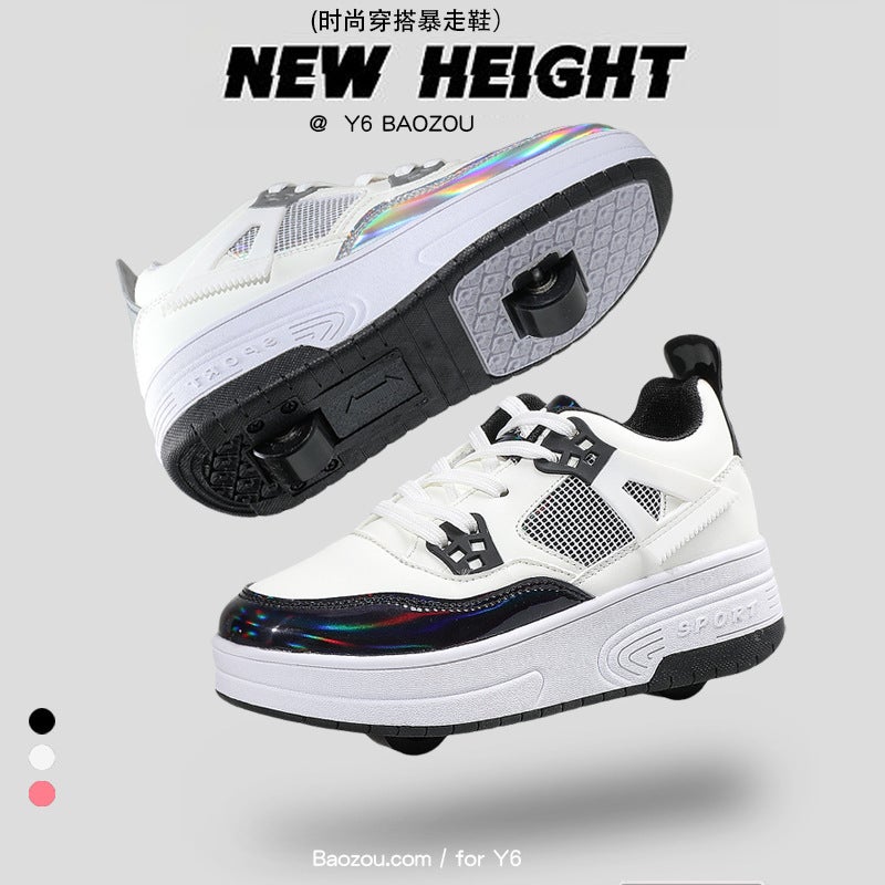Heelys Shoes, Two-wheel Invisible Girls Student Roller Skates, Automatic Walking Boys' Deformable Shoes, Kidsren's Roller Skates - Image 2