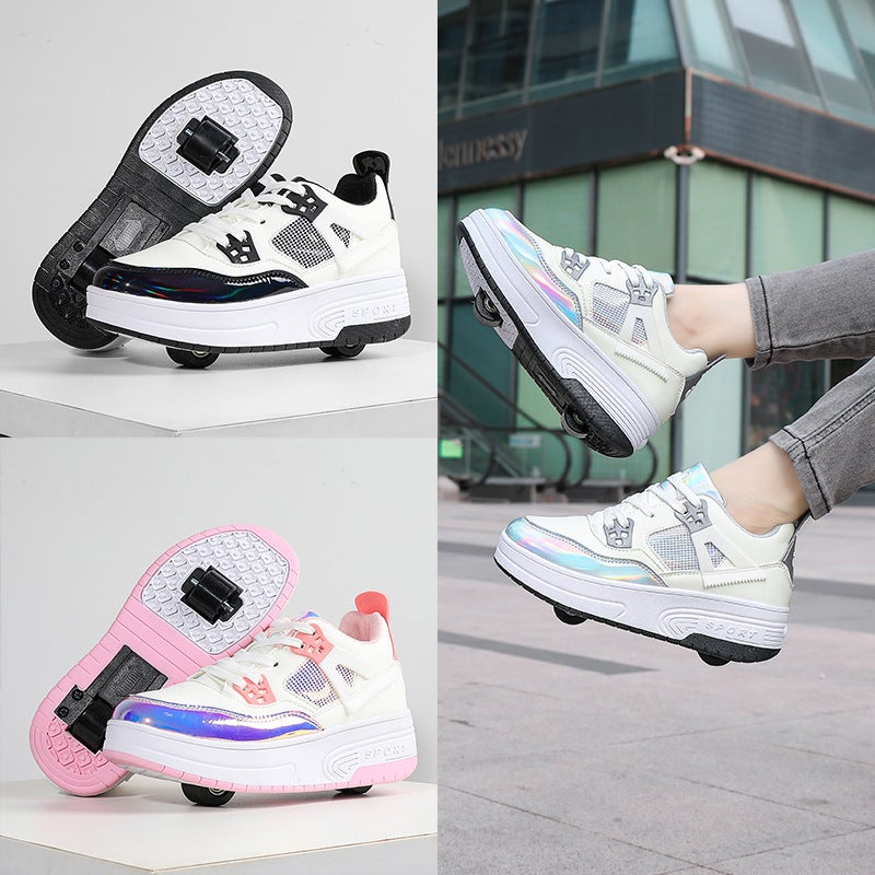Heelys Shoes, Two-wheel Invisible Girls Student Roller Skates, Automatic Walking Boys' Deformable Shoes, Kidsren's Roller Skates - Image 3