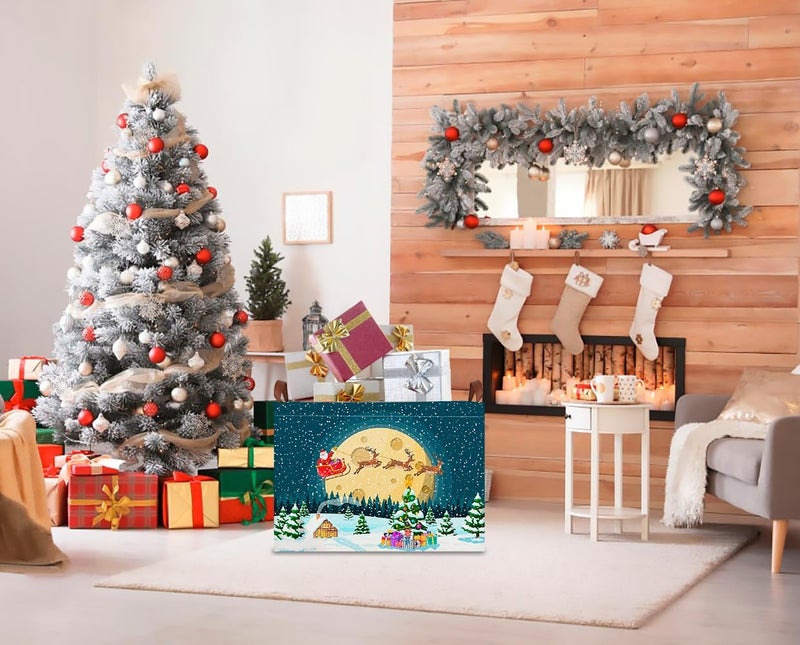 CLOCOR سلة تخزين مستطيلة فارغة، سلة هدايا، صندوق تخزين مقاوم للماء مع مقابض، ديكور غرفة (عيد الميلاد)  - Image 3