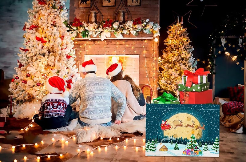 CLOCOR سلة تخزين مستطيلة فارغة، سلة هدايا، صندوق تخزين مقاوم للماء مع مقابض، ديكور غرفة (عيد الميلاد)  - Image 4