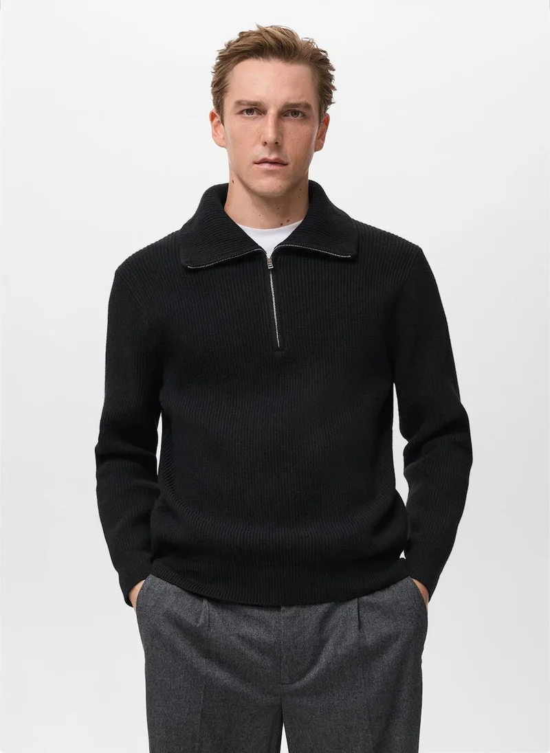مانجو مان Knitted sweater with zip collar