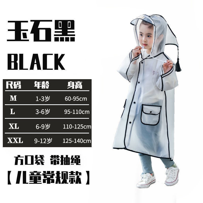 Children'S Raincoat Boys And Girls Baby Primary School Students With Schoolbag Poncho Non-Disposable Thickened Transparent Raincoat Full Body - Image 1