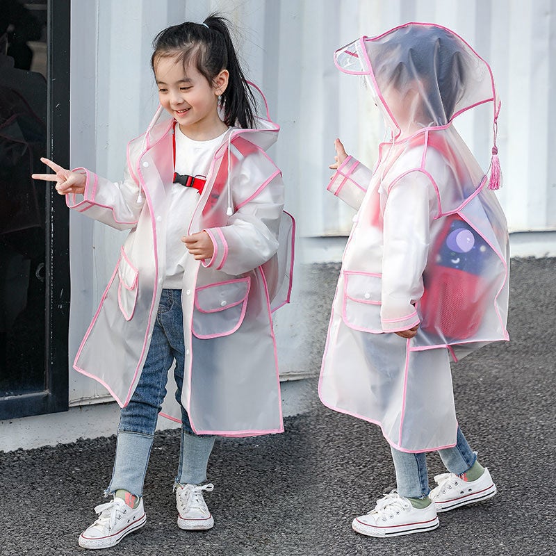 Children'S Raincoat Boys And Girls Baby Primary School Students With Schoolbag Poncho Non-Disposable Thickened Transparent Raincoat Full Body - Image 5