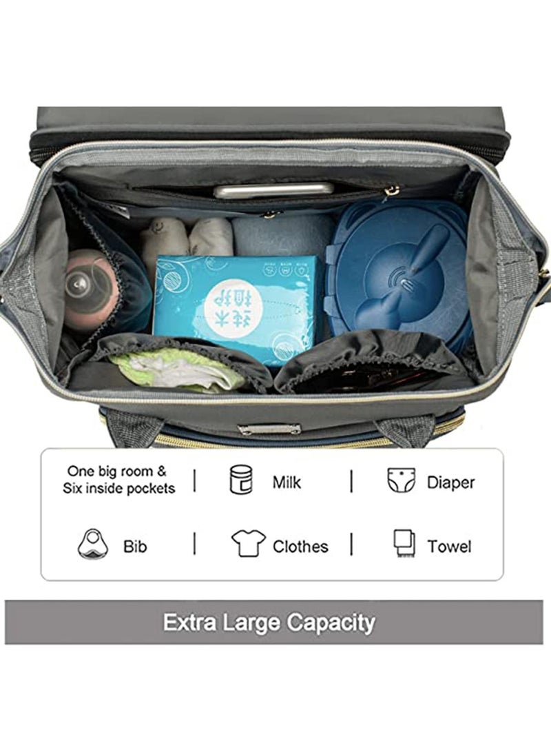 GT-Wheel Diaper Bag Backpack with Travel Bassinet, Detachable Foldable Baby Bed for Bady Toddler, 3 in-1 Nappy Bag Changing Station, Travel Baby Bag with Crib, Shade Cloth, Mattress - Image 5