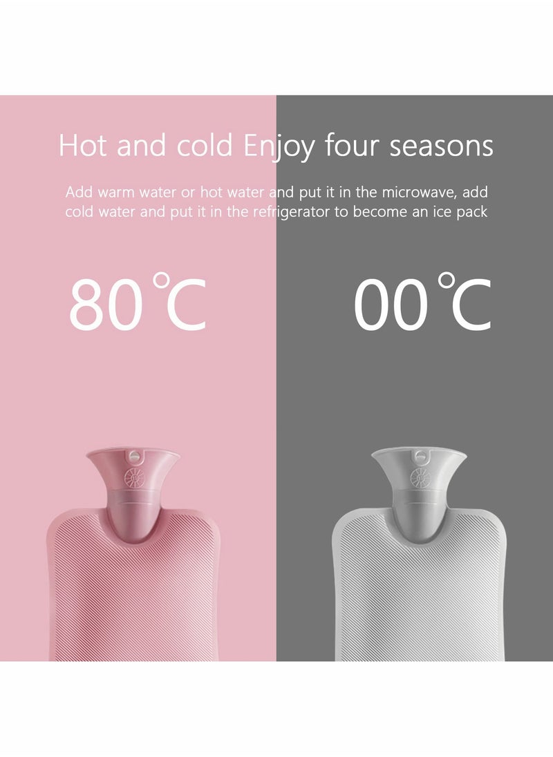 KASTWAVE - 1L Hot Water Bottle with Knitted Cover Large Capacity Bag Removable and Washable Soft - Image 1