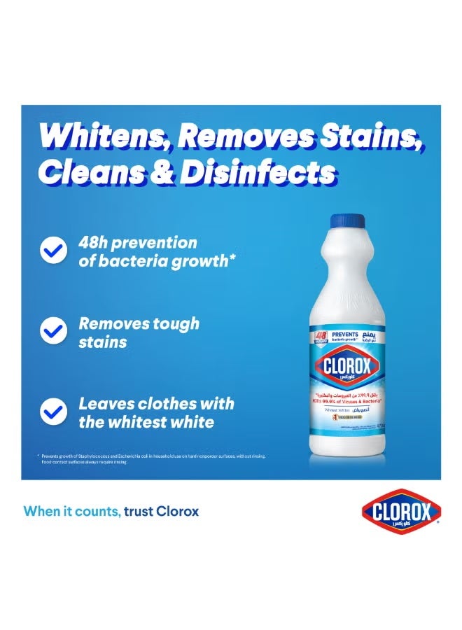 Clorox Liquid Bleach Original Household Cleaner And Disinfectant White 470ml - Image 3