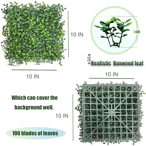 DOPGIB Artificial Grass Wall Backdrop,10"x 10"(16P) UV-Anti Boxwood Faux Green Wall Panels for Interior, Greenery,Garden and Indoor Outdoor Fake Plant Decor - Image 2