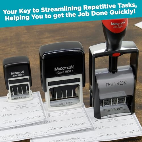 MaxMark Heavy Duty Date Stamp, Large Date Size - Exclusive 12-Year Band - Black Ink - Image 4