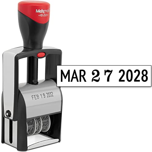 MaxMark Heavy Duty Date Stamp, Large Date Size - Exclusive 12-Year Band - Black Ink - Image 1