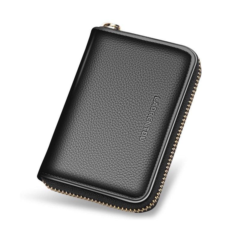 LAORENTOU Men Wallet Genuine Leather Card Holder for Male Brand Business Driver License Credit Card Case Holder (Black) - Image 2