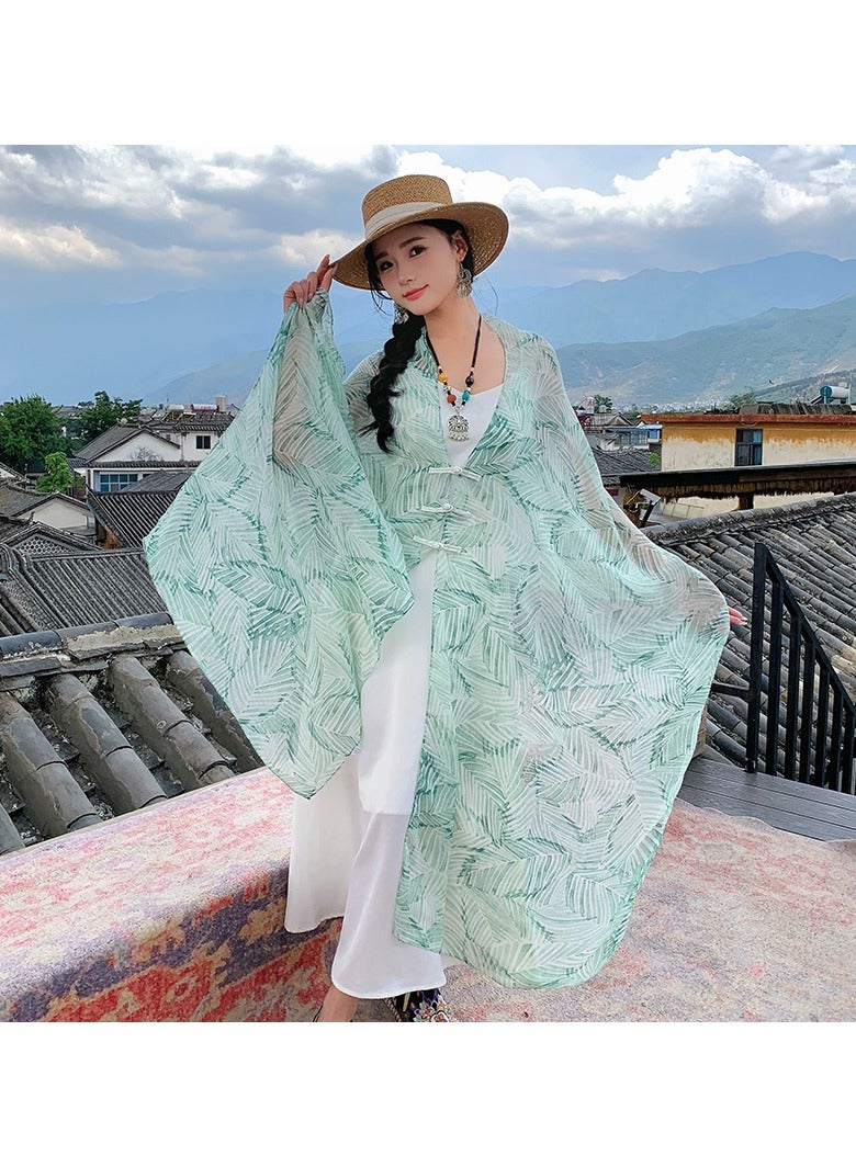 Retro personality is comfortable, with a large cape pullover is versatile, natural and breathable, and wears a buckle shawl 