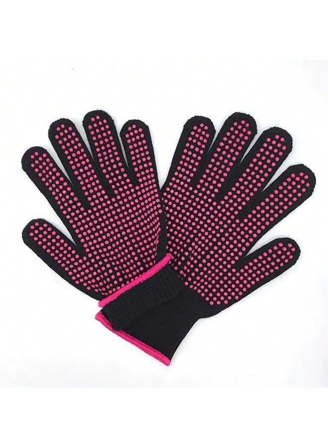 Miamia 2 Pcs Professional Heat Resistant Glove for Hair Styling Heat Blocking Gloves for Curling, Flat Iron and Hair Styling Tools, Silicone Bump, Pink - Image 5