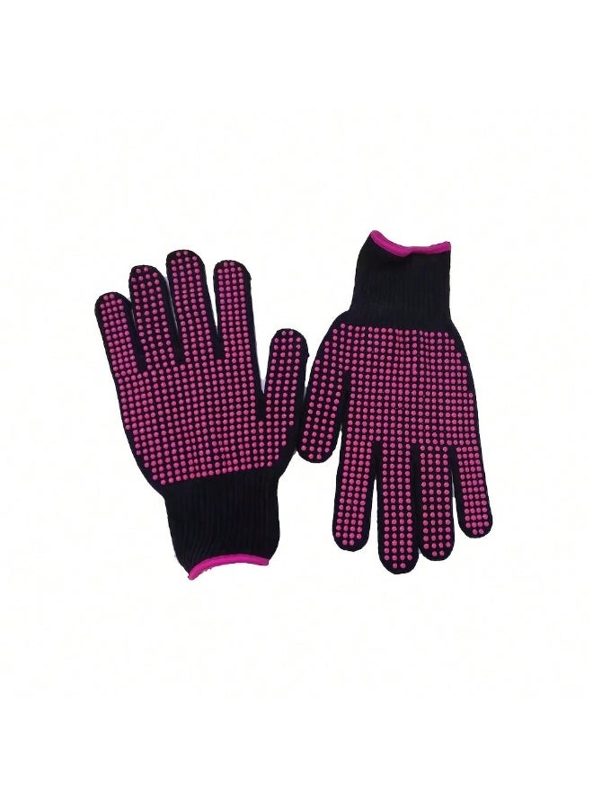 Miamia 2 Pcs Professional Heat Resistant Glove for Hair Styling Heat Blocking Gloves for Curling, Flat Iron and Hair Styling Tools, Silicone Bump, Pink - Image 4