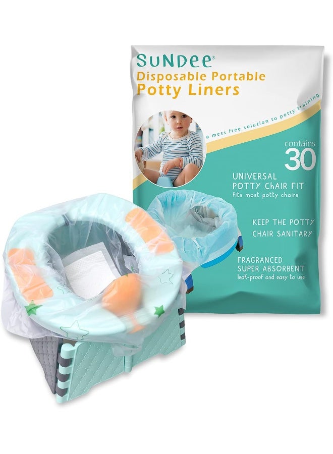 Sundee Potty Chair Liners, Portable Disposable Potty Liner Bags for Universal Potty Training Toilet Seat, Toddler Outdoors Travel Baby Toilet Liners - 30 Pack - Image 1