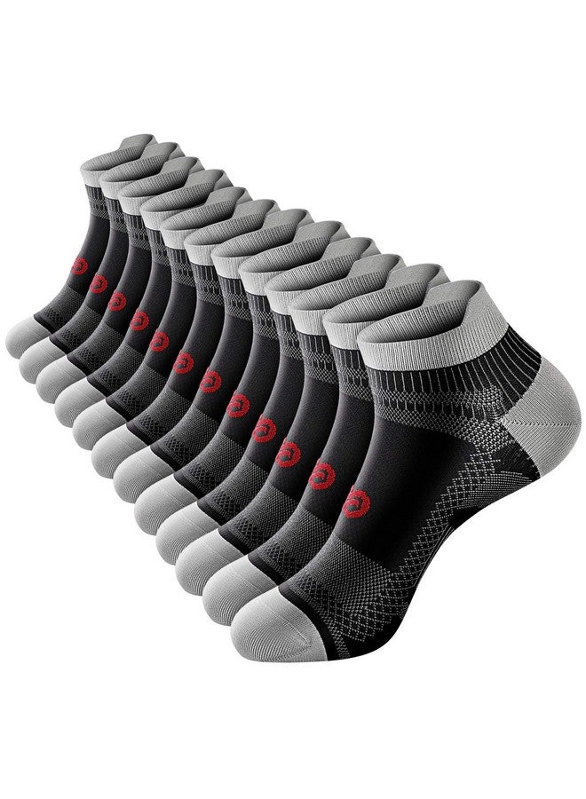 PAPLUS Low Cut Compression Socks for Men and Women(6 Pairs), No Show Ankle Running Socks Nano Socks with Arch Support for Plantar Fasciitis, Cyling, Athletic, Flight, Travel, Nurses. Black L/XL - Image 1