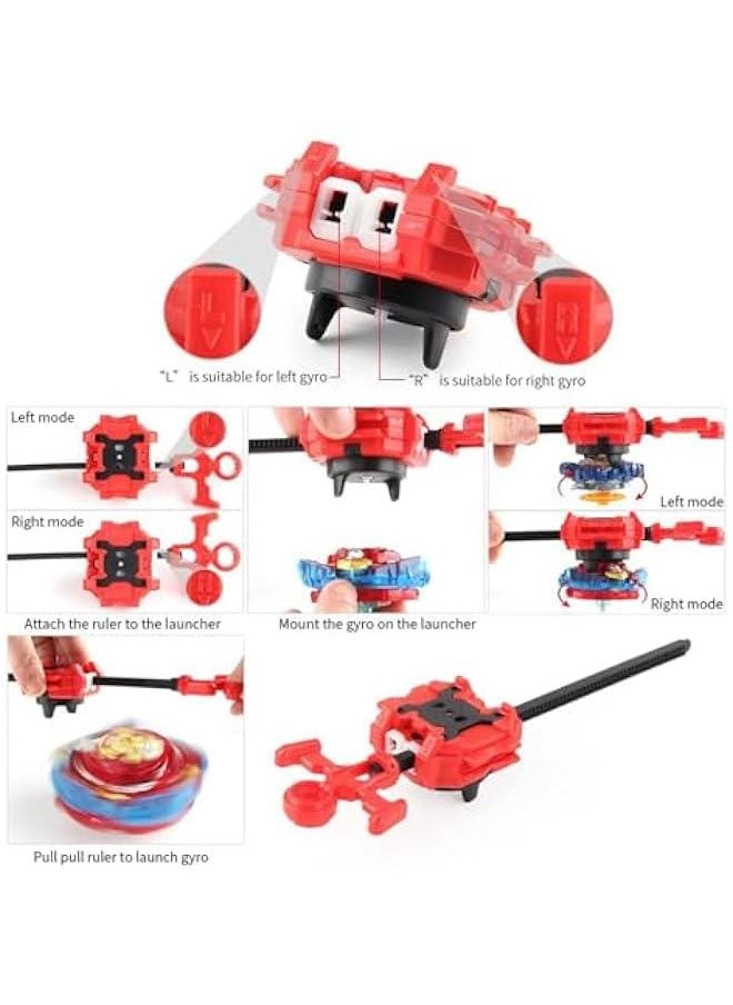 Generic - Bey Gyro Blades Launcher and Grip Sparking Battling Burst String Power Ripcord Launcher Left & Right LR Two-Way Spin Top Compatible with All Bey Burst Series (B-11+LR Ripper-Red) - Image 1