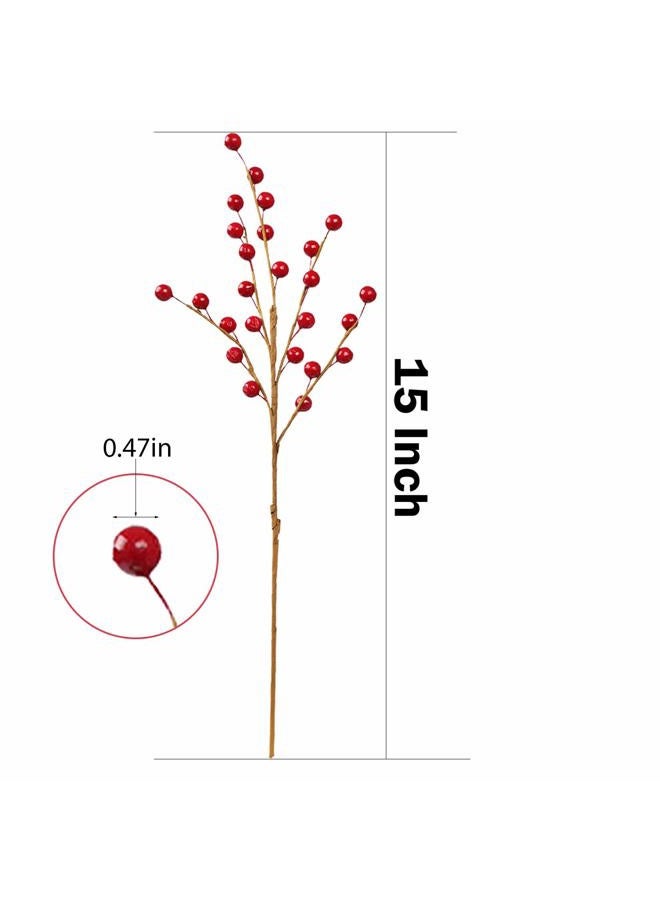Dr.DuDu 12 Pack Christmas Artificial Berry Twigs for Christmas Tree Decoration, 16.5" Christmas Red Berry Stems for Crafts Wreath Garland Christmas Ornaments Decor - Image 2