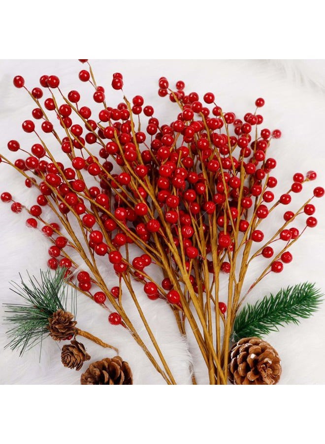 Dr.DuDu 12 Pack Christmas Artificial Berry Twigs for Christmas Tree Decoration, 16.5" Christmas Red Berry Stems for Crafts Wreath Garland Christmas Ornaments Decor - Image 1