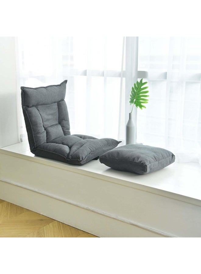 تابيت أريكة أرضية مع دعم للظهر، كرسي أرضي قابل للتعديل بستة أوضاع، كرسي استرخاء قابل للطي للألعاب، كرسي استرخاء أرضي، أريكة كسولة مع وسادة للألعاب والقراءة والنوم (رمادي) - Image 1