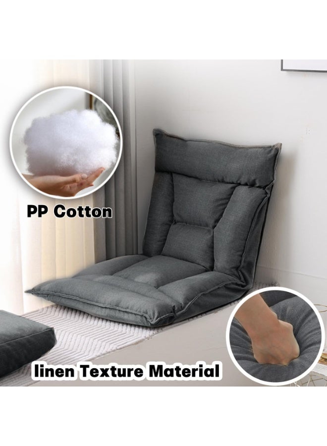 تابيت أريكة أرضية مع دعم للظهر، كرسي أرضي قابل للتعديل بستة أوضاع، كرسي استرخاء قابل للطي للألعاب، كرسي استرخاء أرضي، أريكة كسولة مع وسادة للألعاب والقراءة والنوم (رمادي) - Image 3