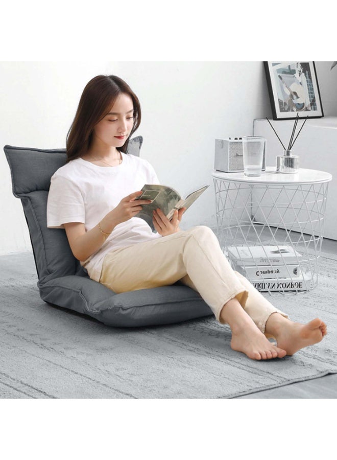 تابيت أريكة أرضية مع دعم للظهر، كرسي أرضي قابل للتعديل بستة أوضاع، كرسي استرخاء قابل للطي للألعاب، كرسي استرخاء أرضي، أريكة كسولة مع وسادة للألعاب والقراءة والنوم (رمادي) - Image 4