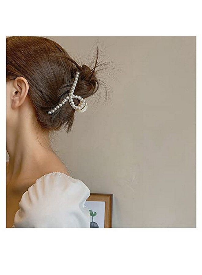 HOMEMATES 2 Pcs Large Pearl Hair Claw White Hair Claw Thick Long Hair Jaw Clips Clutches Barrettes Hair Accessories For Women And Girls Hair Claw Thick Hair Claw Clamp Strong Hold - Image 4