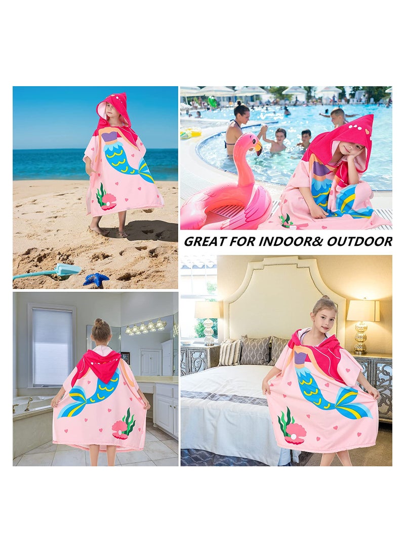 Kids Bath Towel for 1-6 Years Toddler Hooded Towel Microfiber Super Soft Robe Poncho Bathrobe Girls Swimming Beach Holiday Water Playing Pool Swim Coverups 1Pcs - Image 5