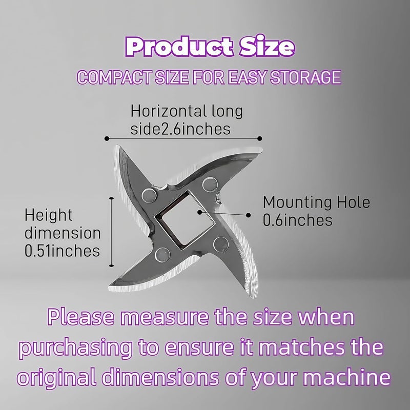 OUSTUE #32 Grinder Blade Stainless Steel Knife Cutter Replacement, Please check the size and shape(2 pc) - Image 2