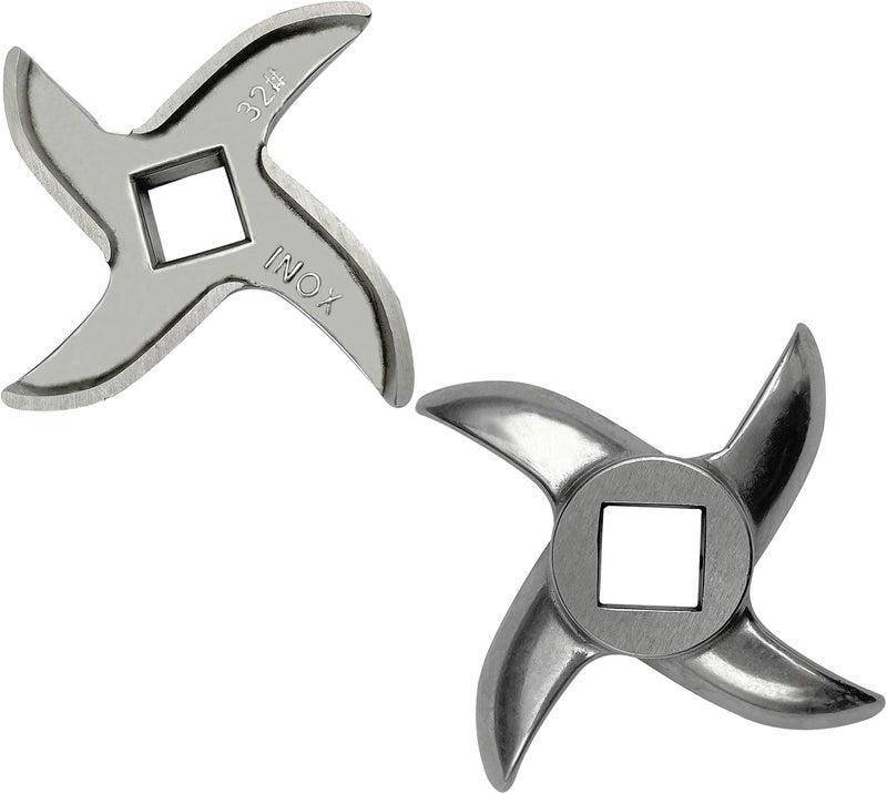 OUSTUE #32 Grinder Blade Stainless Steel Knife Cutter Replacement, Please check the size and shape(2 pc) - Image 1