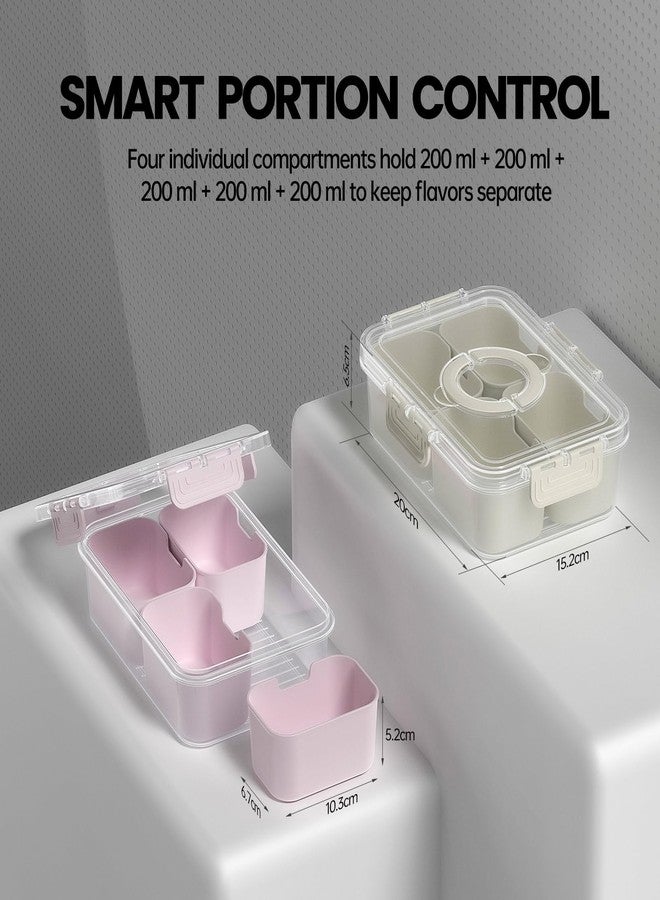 CODIEKEY Snackle Box Container, Upgrade Dishwasher,Safe Snack Box for Adult Kids, 4 compartments Plastic Divided Serving Tray with Lid and Handle for Candy, Fruits, Snacks, Nuts,Small,White,2 Pack - Image 4