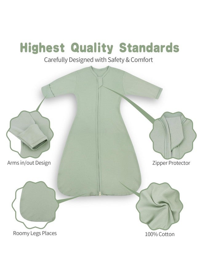 Roksuma Transition Swaddle Baby Sleep Sack 3-6 Months, Transitional Swaddle Sack Arms Up Swaddle with Mitten Cuffs, 2-Pack Baby Transition Sleepsack with 2-Way Zipper 0.8 Tog 100% Cotton Arms in/out (Medium) - Image 2