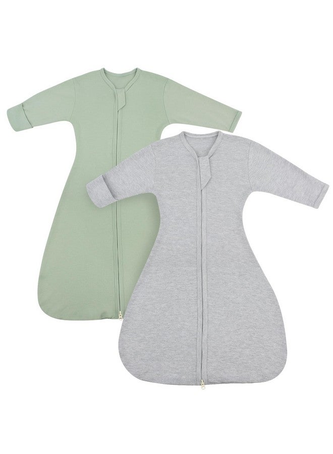 Roksuma Transition Swaddle Baby Sleep Sack 3-6 Months, Transitional Swaddle Sack Arms Up Swaddle with Mitten Cuffs, 2-Pack Baby Transition Sleepsack with 2-Way Zipper 0.8 Tog 100% Cotton Arms in/out (Medium) - Image 1