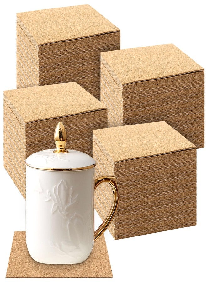 SHEUTSAN 400 PCS 4 x 4 Inch Square Self Adhesive Cork Mat, Cork Coasters Bulk, Backing Squares for Coasters, DIY Crafts - Image 1