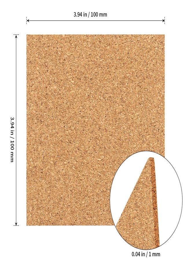 SHEUTSAN 400 PCS 4 x 4 Inch Square Self Adhesive Cork Mat, Cork Coasters Bulk, Backing Squares for Coasters, DIY Crafts - Image 2