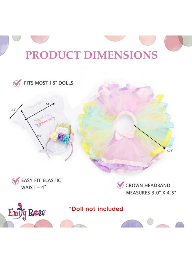 Emily Rose 18 Inch Doll Clothes | 18" Doll 3 Pc Clothing Outfit Gift Set - Birthday Princess, Includes Headband Tiara | Doll Clothing Is Compatible With American Girl Dolls  - Image 5